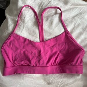 Barely Worn Lululemon Flow Y Pink Sports Bra with Racerback Design
